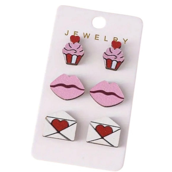 Fashion Jewelry Jewelry - Pink Cupcake Stud Earrings - Set of 3